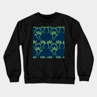 Cave Hands Anew Yellow-Green on Dark Blue Crewneck Sweatshirt